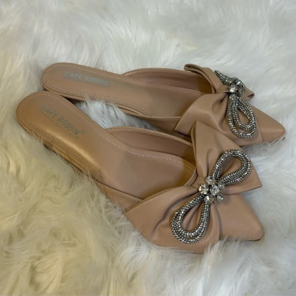 Cape Robbin Women's Nude Embellished Mules - Picture 1 of 4